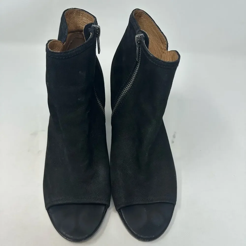 Frye Danica Chelsea Peep Toe Boot - Black Leather Heeled Size 9 Womens Shoes